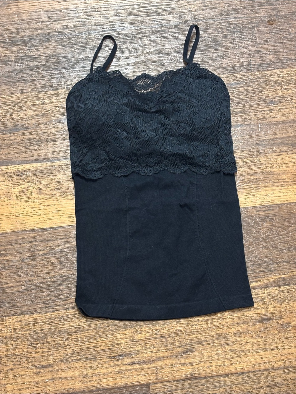 Black Lace-Trim Camisole with Adjustable Straps